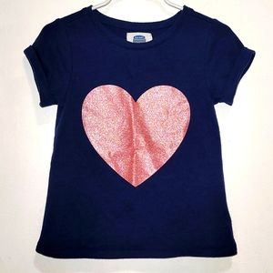 SALE 5/$20 Old Navy Blue T-Shirt with Pink Glitter Heart